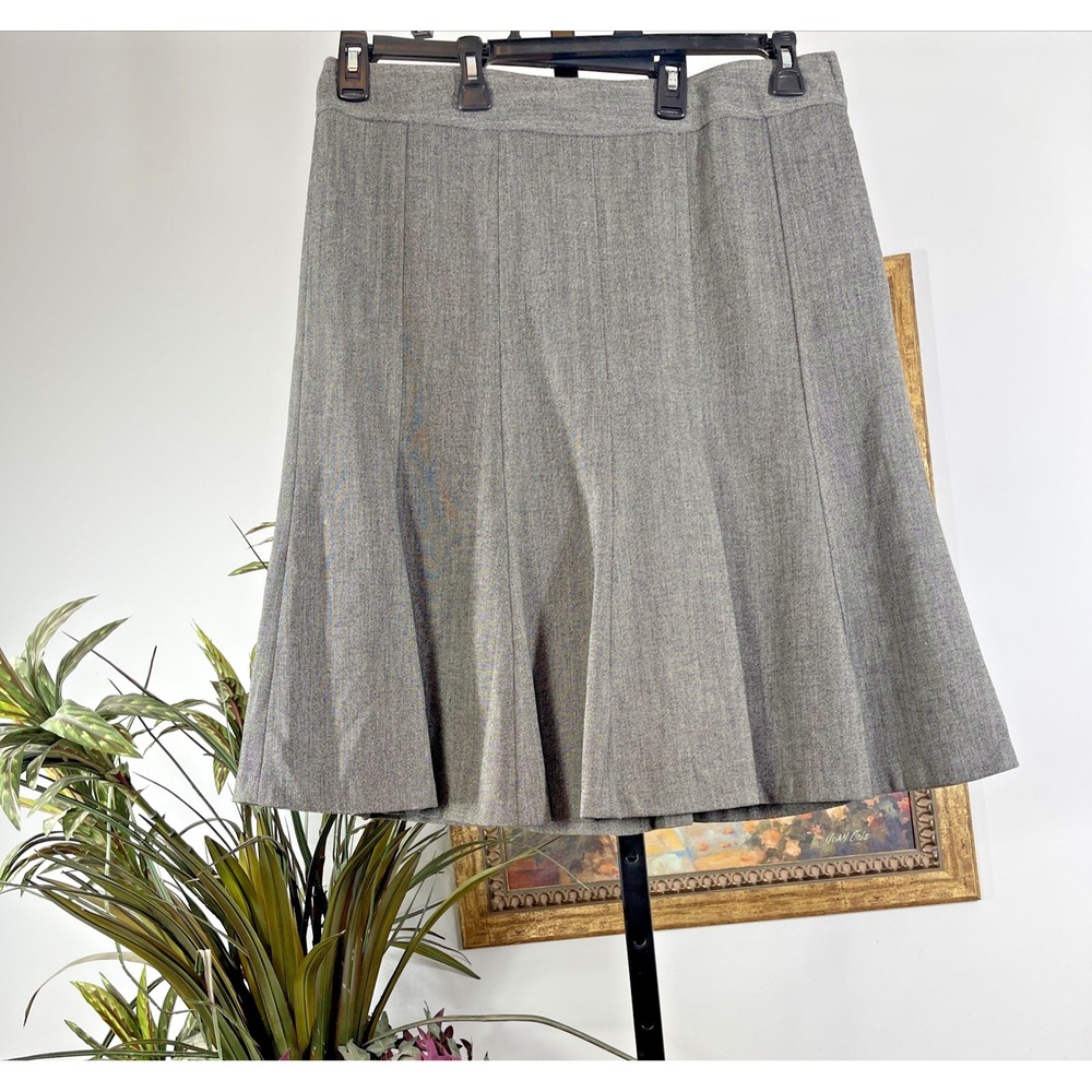 Ann Taylor Women Size 14 Gray Like Pleated A-Line Skirt Knee Length Career Work